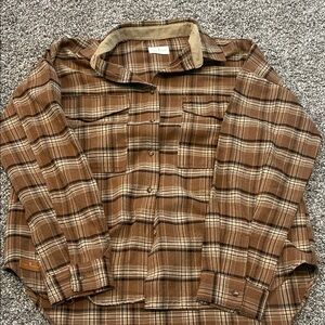Womens Brown Plaid Jacket